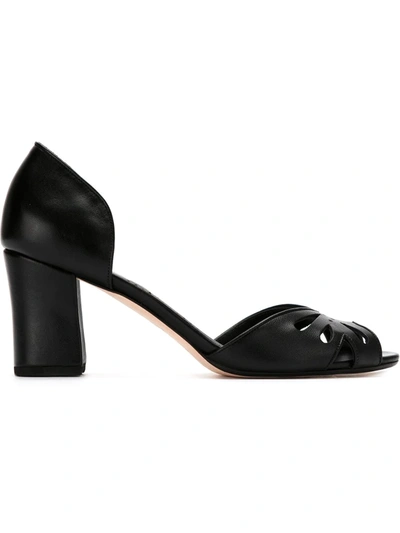 Sarah Chofakian Peep Toe Pumps In Black