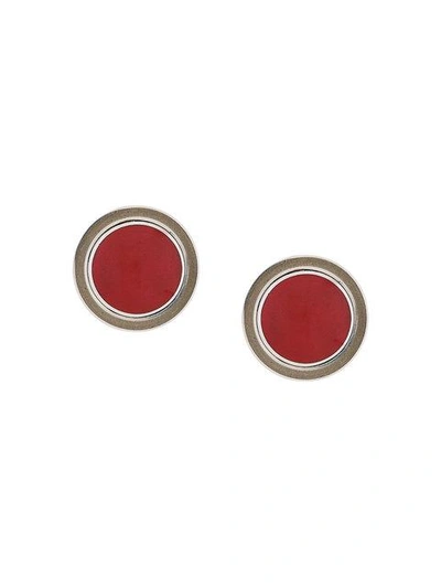 Silhouette Oval Earrings - Red