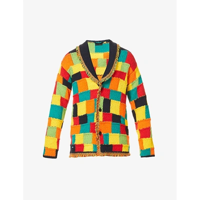 Alanui Rise And Shine Checked Cotton And Linen-blend Cardigan In Multicolour