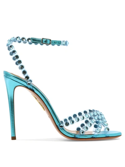Aquazzura Tequila 105 Metallic Leather And Crystal embellished Pvc
