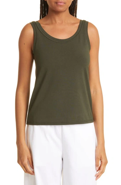 Eileen Fisher Slim Fit Scoop Neck Tank In Seaweed