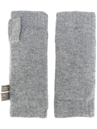 N•peal Fur-lined Fingerless Gloves In Grey