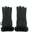 N•peal Cashmere Fur Trim Gloves In Grey