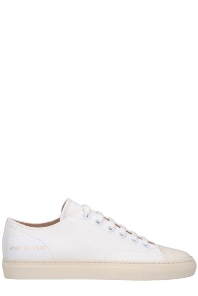 Common Projects White Tournament Low Sneakers In Bianco