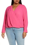 Halogen Cross Front Blouse In Pink Magenta