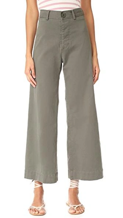 Emerson Thorpe Ryan High Waisted Wide Leg Pants In Army