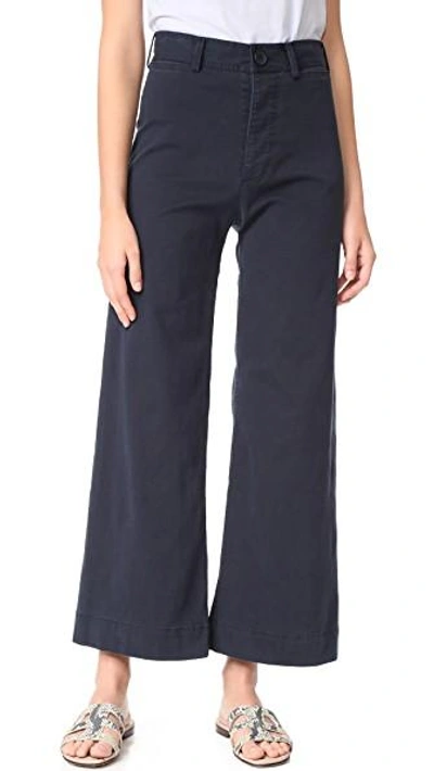 Emerson Thorpe Ryan High Waisted Wide Leg Pants In Navy