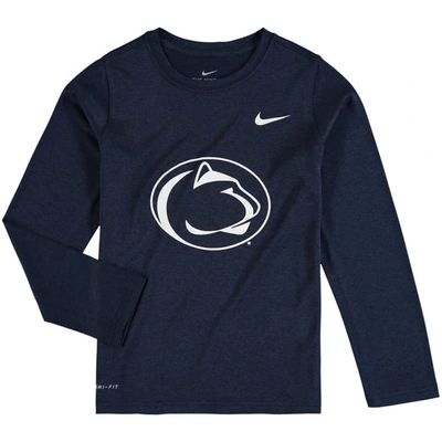 Nike Kids' Youth  Heathered Navy Penn State Nittany Lions Legend Logo Long Sleeve Performance T-shirt