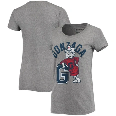 Homefield Heathered Gray Gonzaga Bulldogs Vintage Mascot Tri-blend T-shirt In Heather Gray