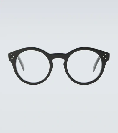 Celine Round-frame Acetate Glasses In Shiny Black