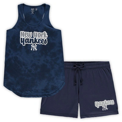 Concepts Sport Women's  Navy New York Yankees Plus Size Cloud Tank Top And Shorts Sleep Set