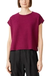 Eileen Fisher Crewneck Organic Linen & Cotton Knit Top In Berry