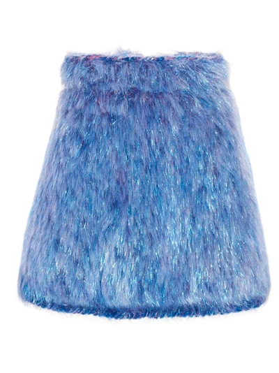Dolce & Gabbana Fur-effect Skirt In Light Blue