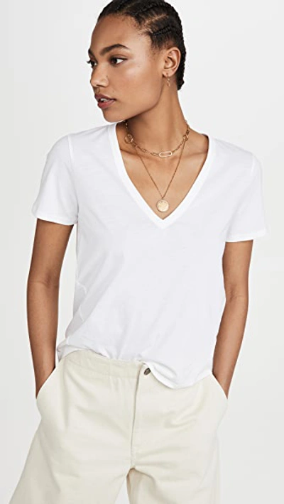 Veronica Beard Jean Cindy V Neck High Low Tee In White