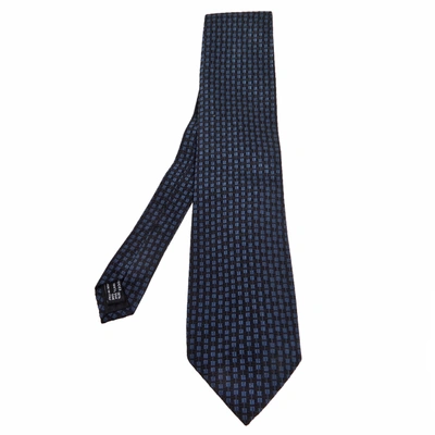Pre-owned Gucci Navy Blue Silk Jacquard Tie