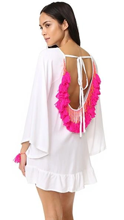 Sundress Indiana Short Beach Dress In White/pink