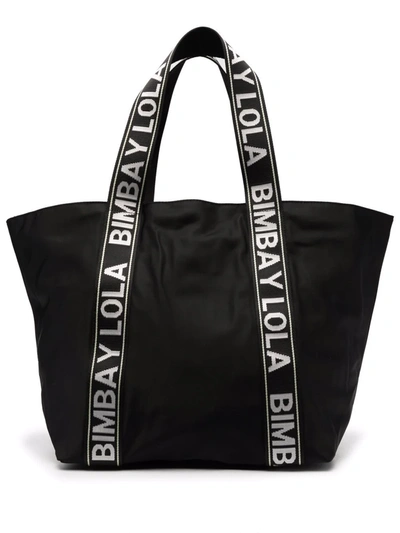 Bimba Y Lola Logo-print Strap Tote Bag In Schwarz