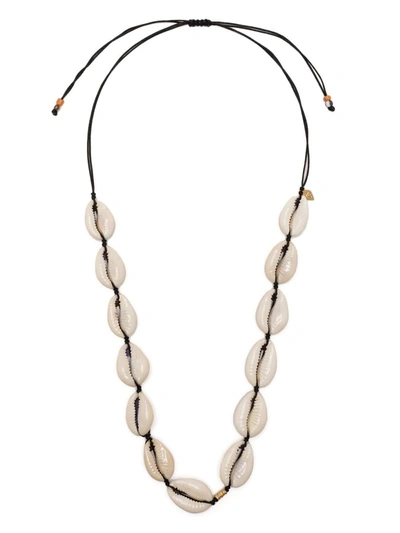 Anni Lu Shelly Black Embellished Cord Necklace In White