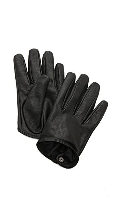 Carolina Amato Short Leather Gloves In Black