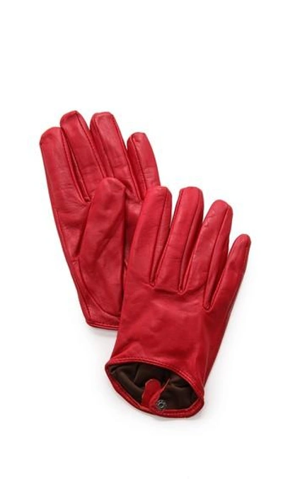 Carolina Amato Short Leather Gloves In Red