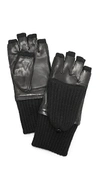 Carolina Amato Leather & Cashmere Gloves In Black/black