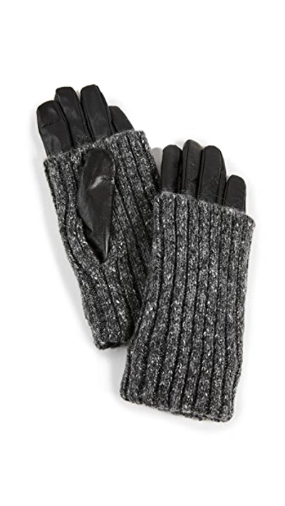 Carolina Amato Women's Touch Tech Leather & Knit Gloves In Black Ash