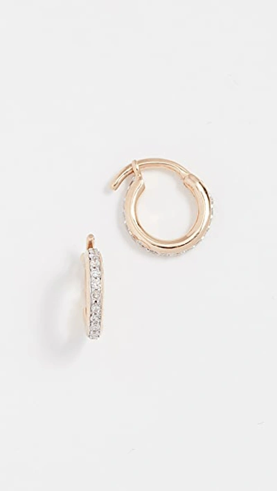 Adina Reyter 14k Gold Pave Huggie Hoop Earrings In Gold/clear