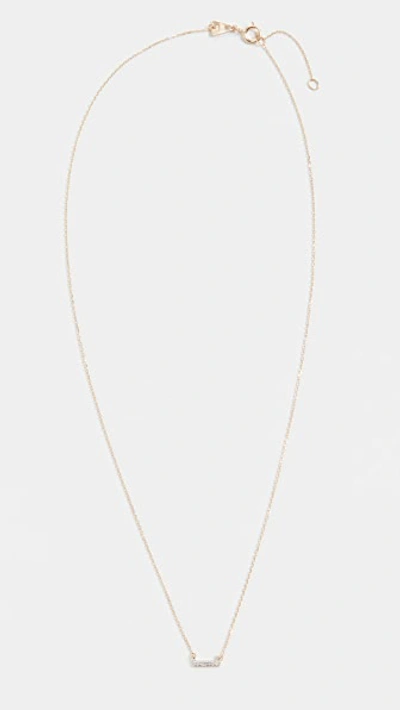 Adina Reyter 14k Super Tiny Gold Pave Bar Necklace
