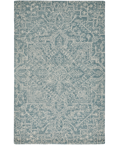 Simply Woven Belfort R8778 2' X 3' Area Rug In Teal,ivory