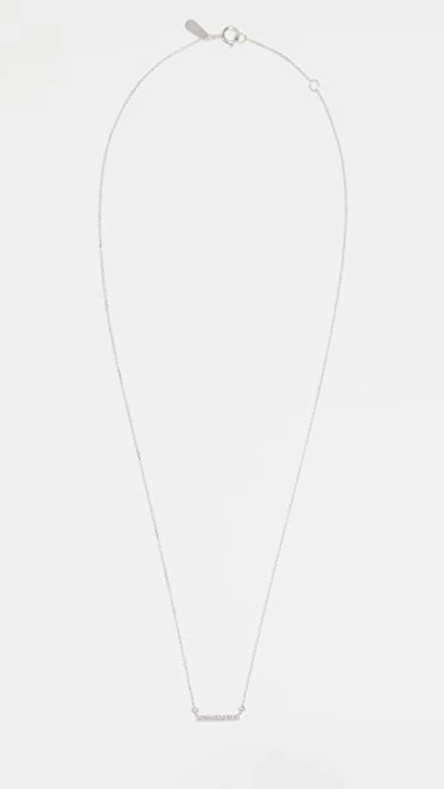 Adina Reyter 14k White Gold Pave Bar Necklace