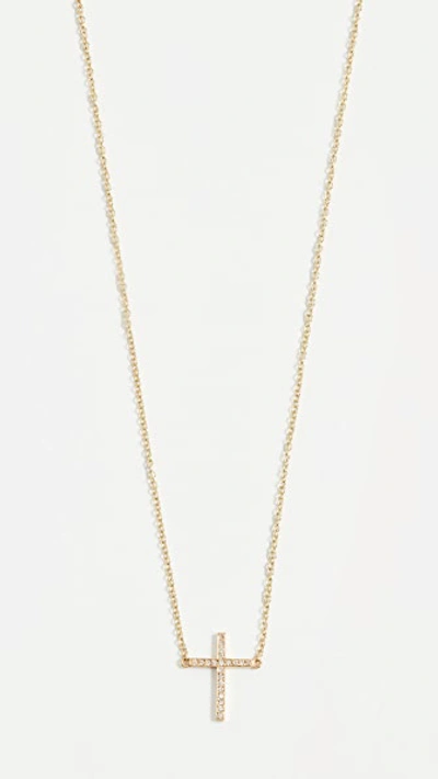 Jennifer Meyer Jewelry Thin Cross Necklace In Gold/clear