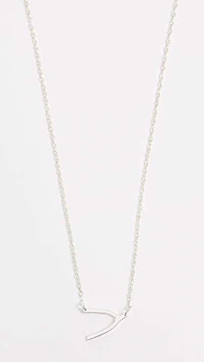 Jennifer Zeuner Jewelry Mini Wishbone Necklace In Silver