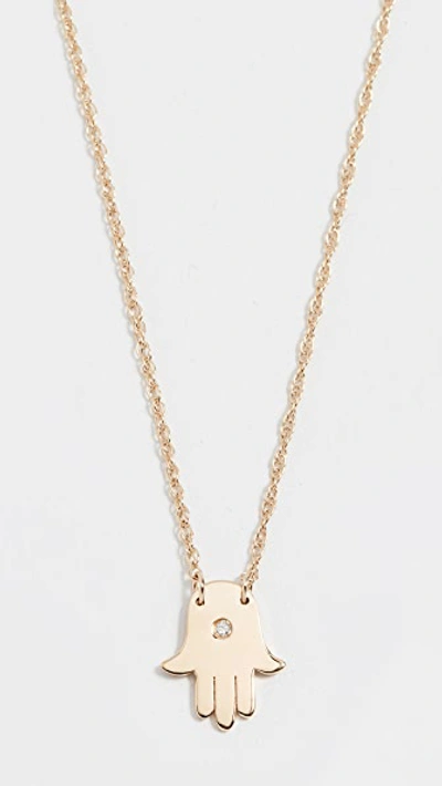 Jennifer Zeuner Jewelry Mini Hamsa Diamond Necklace In Vermeil