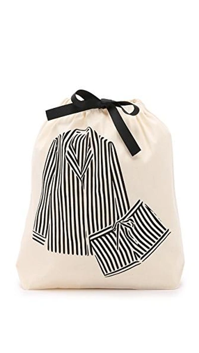 Bag-all Striped Pajamas Organizing Bag In Natural/black