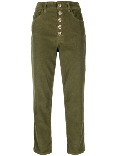 Dondup Green Corduroy Koons Trousers In Militare