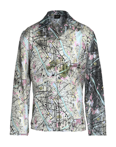 Fendi Map Silk Shirt In Grey