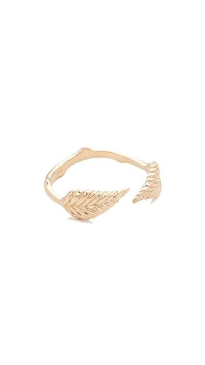 Nora Kogan 10k Gold Double Leaf Ring In Yellow Gold