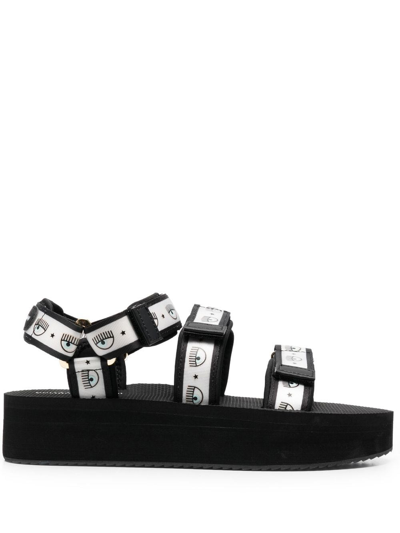 Chiara Ferragni Logomania-strap Platform Sandals In Black