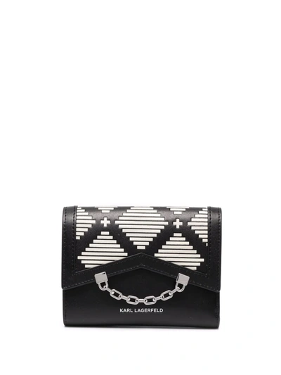 Karl Lagerfeld Leather Chain-detail Purse In Black