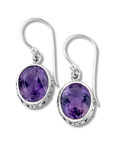 Samuel B. Sterling Silver Oval Amethyst Earrings In Purple