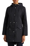 Lauren Ralph Lauren Water Resistant Cinch Waist Cotton Blend Raincoat In Dark Navy