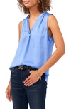 Vince Camuto Rumpled Satin Blouse In Blue Jay