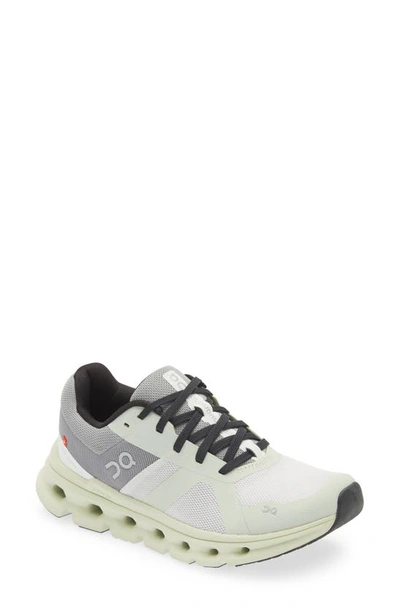 On Gray & Green Cloudrunner Low-top Sneakers In Frost / Aloe