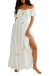 Free People Moonlight Ocean Off-shoulder Relaxed-fit Woven Maxi Dress In Ivory
