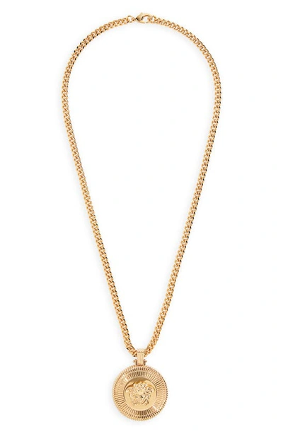 Versace First Line Biggie Medusa Pendant Necklace In Gold