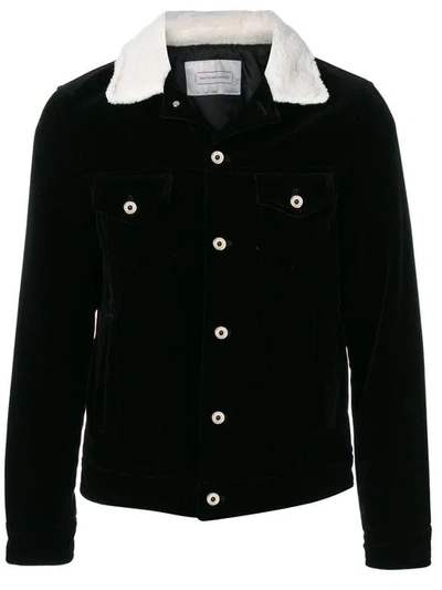 Route Des Garden Velvet Jacket W/ Faux Shearling Collar In Black