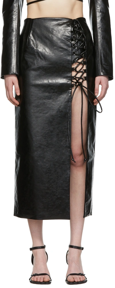 Aleksandre Akhalkatsishvili Black Faux-leather Midi Skirt