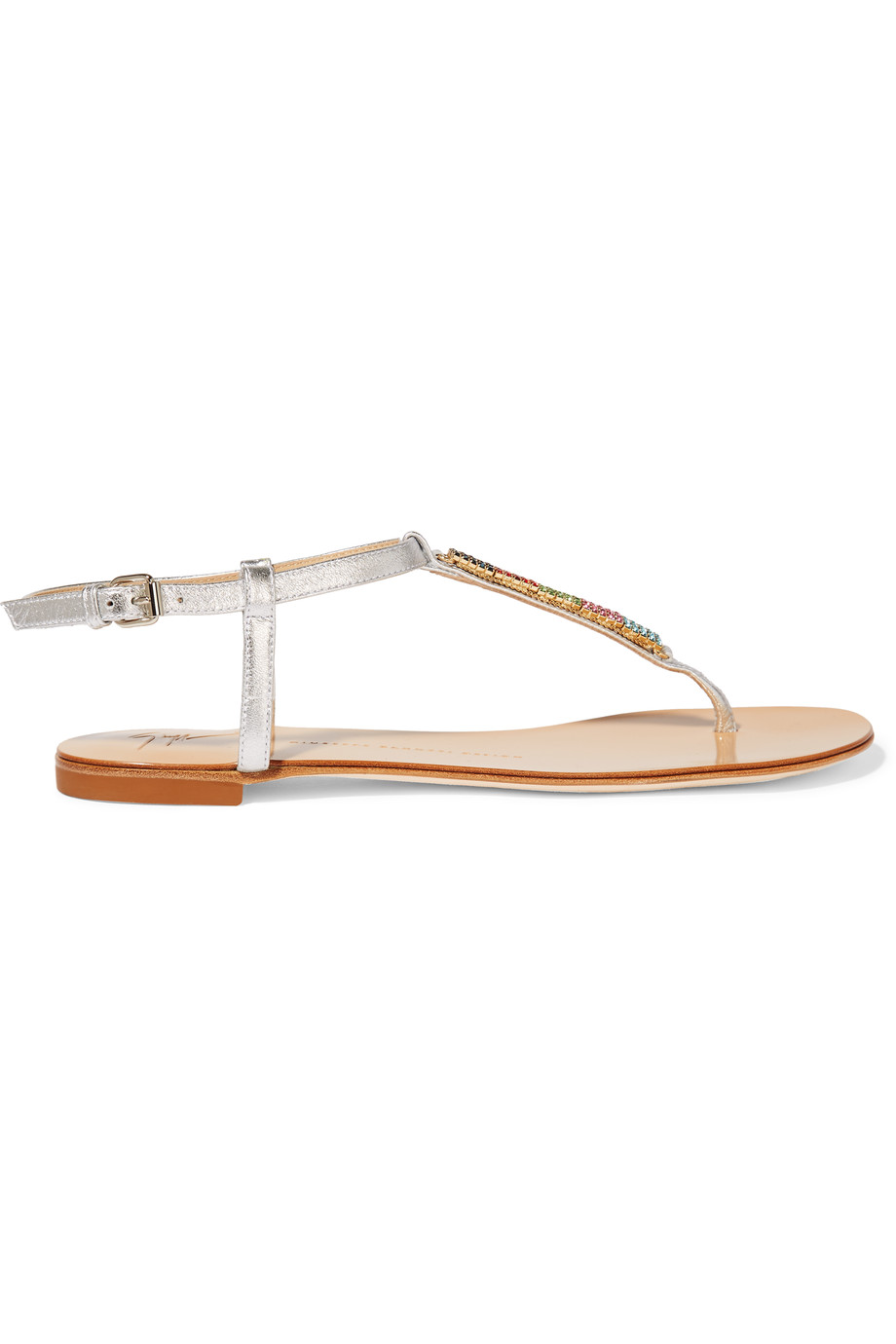 Giuseppe Zanotti Embellished Metallic Leather Sandals | ModeSens
