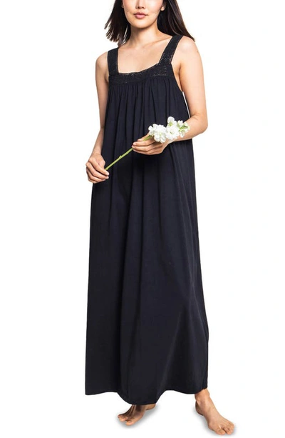 Petite Plume Camille Luxe Pima Cotton Nightgown In Black