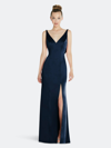 After Six Draped Cowl-back Sleeveless Gown In Midnight Navy